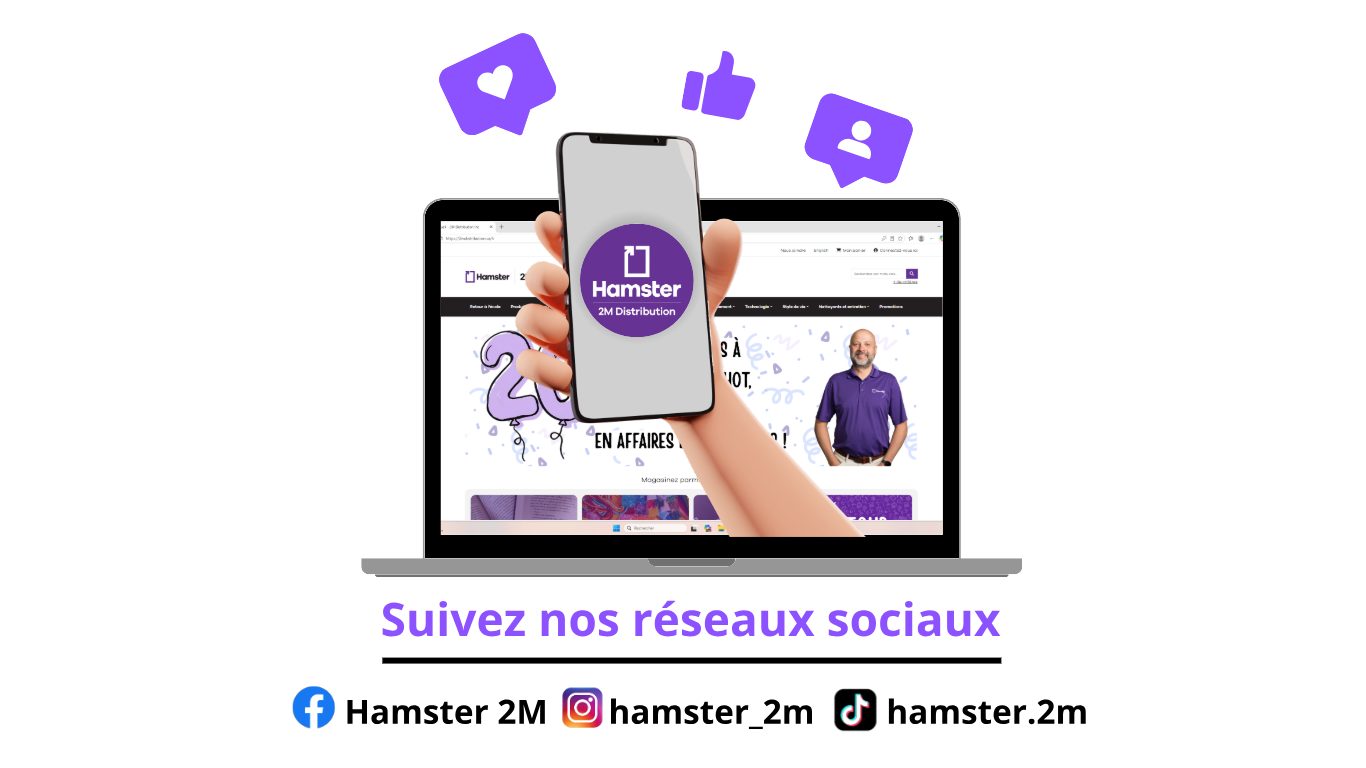 Suivez nos réseaux sociaux : Facebook Hamster 2M, Instagram hamster_2m, TikTok hamster.2m